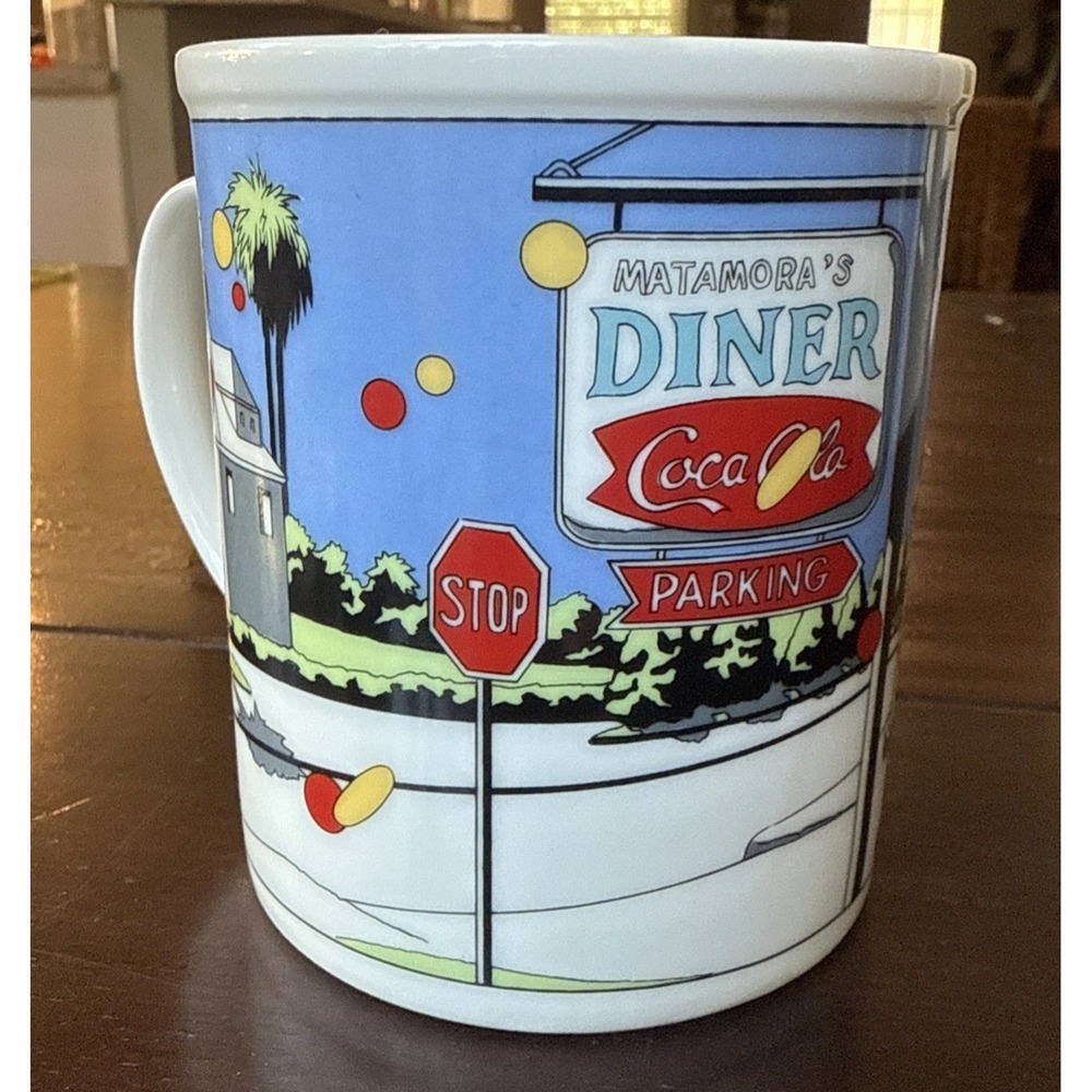 Vintage Mug Shibata Japan Matamora's Diner Coca-Cola Convertible Wrap Around